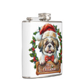 Schattigee Dog Christmas Ornament - Vrolijk Kerstf Heupfles (Rechts)