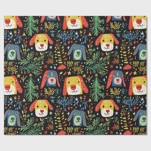 Schattigee Dog Christmas wrapping papier (Vlak)