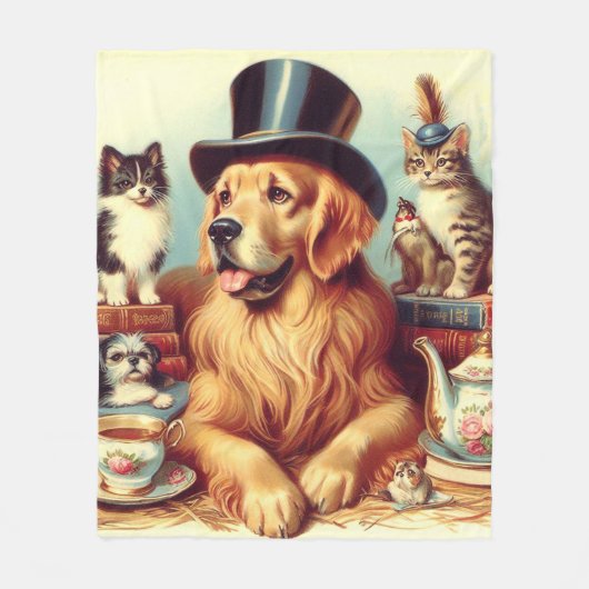 Schattigee Dog Painting Fleece Deken (Voorkant)