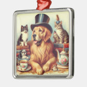 Schattigee Dog Painting Metalen Ornament (Links)