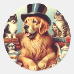 Schattigee Dog Painting Ronde Sticker