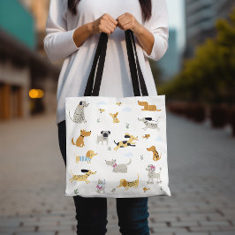 Schattigee Dog Pattern Canvas tas, Schattige Pet L Draagtas