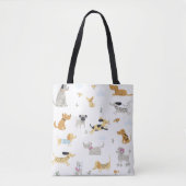 Schattigee Dog Pattern Canvas tas, Schattige Pet L Draagtas (Voorkant)