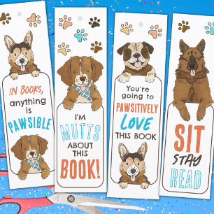 Schattigee Dog Pun DIY Bladwijzer voor kinderen