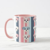 Schattigee Dog Stripe roze en blauw Mok (Links)