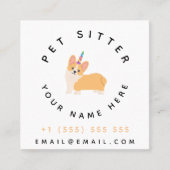 Schattigee Dog Unicorn Pet Sitter Hotel Dierenverz Vierkante Visitekaartje (Voorkant)