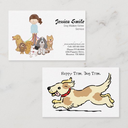 Schattigee Dog Walker Pet Sitter Visitekaartje (Voorkant / Achterkant)
