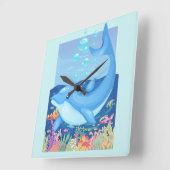 Schattigee Dolfijn Bubbels Zee Leven Vierkante Klok (Hoek)