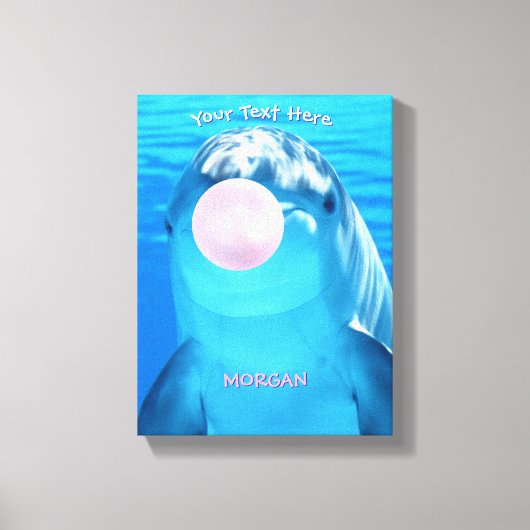 Schattigee Dolfijn, Bubble Gum Bubble, Naam & Beri Canvas Afdruk (Voorkant)