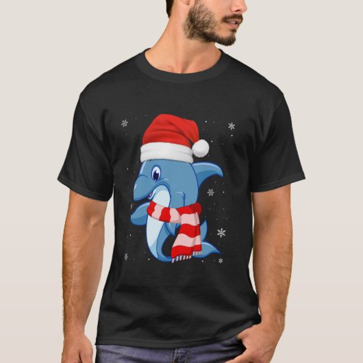 Schattigee Dolfijn Lover Xmas Holiday Santa Hat Do T-shirt (Voorkant)