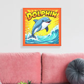 Schattigee dolfijn springt uit de oceaan canvas afdruk (Insitu (Woonkamer))
