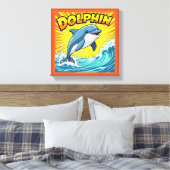 Schattigee dolfijn springt uit de oceaan canvas afdruk (Insitu (Slaapkamer))