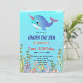 Schattigee dolfijn verjaardagsdouche thema vakanti feestdagenkaart (Staand voorkant)