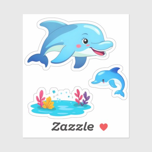 Schattigee Dolfijn Zee Dieren Kinder Sticker (Vel)