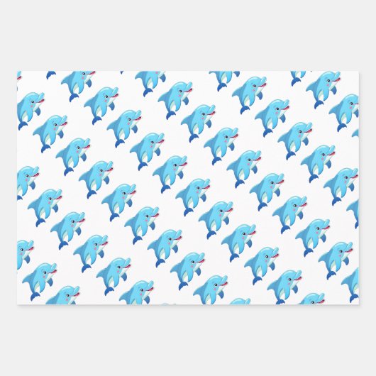 Schattigee Dolfijn Zee Dieren Kinderen Verjaardags Inpakpapier Vel (Voorkant)