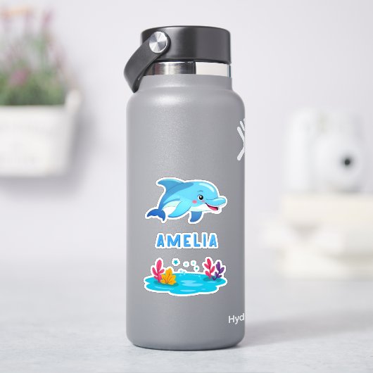 Schattigee Dolfijn Zee Dieren Naam Sticker (HydroFlask)