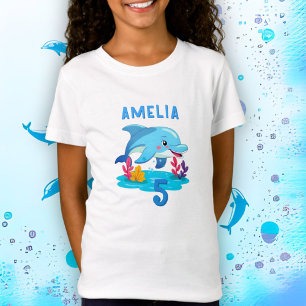 Schattigee Dolfijn Zee Dieren Naam Verjaardag T-shirt