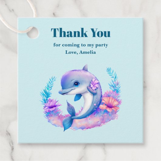 Schattigee dolfijn Zee schepsel Dank u Bedankjes Labels (Voorkant)