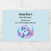 Schattigee dolfijn Zee schepsel partij dank u Sparkling Wijnetiket (Enkel label)