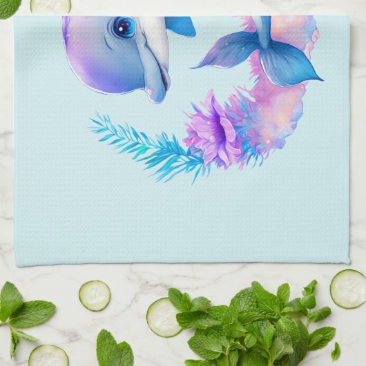 Schattigee dolfijn Zee schepsel Theedoek (Gevouwen)