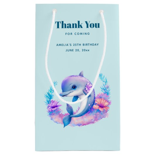 Schattigee dolfijn Zee schepsel verjaardag dank u Klein Cadeauzakje (Achterkant)