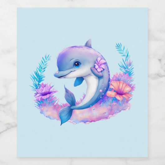 Schattigee dolfijn Zee schepsel Wijn Etiket (Enkel label)