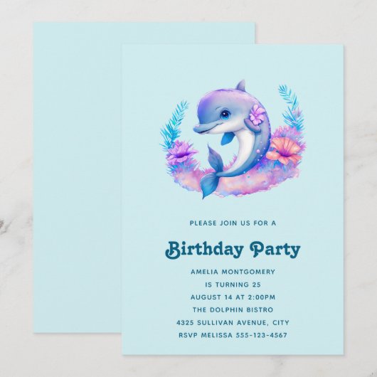 Schattigee Dolfijn Zee Verjaardag Kaart (Voorkant / Achterkant)
