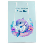 Schattigee Dolfijn Zee Verjaardag Medium Cadeauzakje (Voorkant)