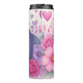 Schattigee Dolfijnbloemen Harten Sparkles Thermosbeker (Achterkant)