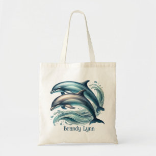 Schattigee dolfijnenliefhebbers voegen naam toe tote bag