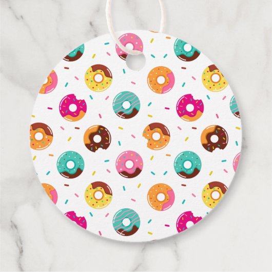 Schattigee Donut Flamingo Pool Party Dank u Verjaa Bedankjes Labels (Achterkant)