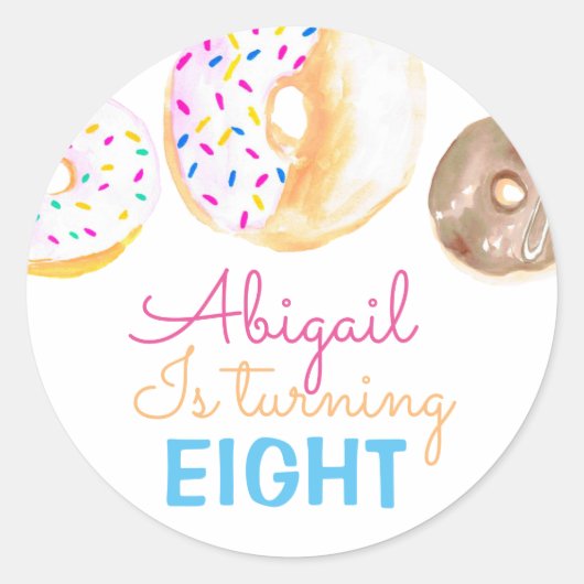 Schattigee donut kind verjaardagsfeestje sticker (Voorkant)