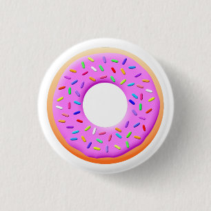 Schattigee donut tekening met sprinkles ronde button 3,2 cm