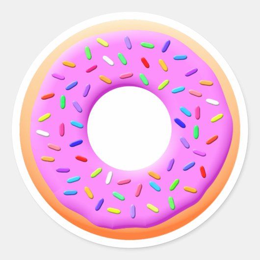 Schattigee donut tekening met sprinkles ronde sticker (Voorkant)