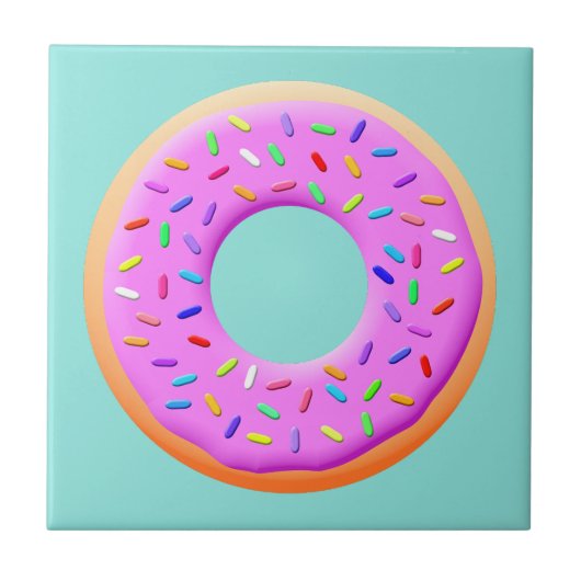 Schattigee donut tekening met sprinkles tegeltje (Voorkant)