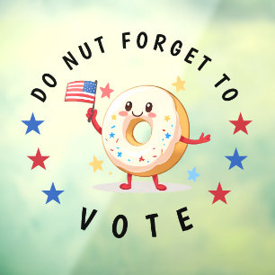 Schattigee donut vergeet niet te stemmen - Verkiez Raamsticker