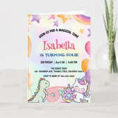 Schattigee Donuts Dino Eenhoorn Verjaardag Regenbo (Voorkant)