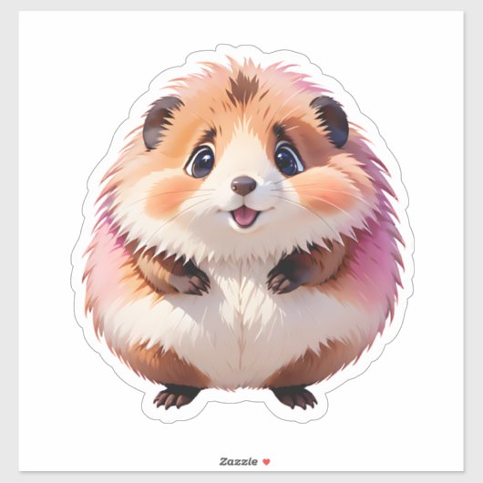 Schattigee donzige hamster sticker (Vel)