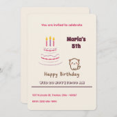 Schattigee donzige kat met verjaardagstaart kaart (Voorkant / Achterkant)