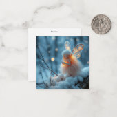 Schattigee donzige kerstfee notitiekaartje (Voorkant / Achterkant in situ)