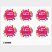 Schattigee doodle koekjes cupcake bakkerij ronde sticker (Vel)