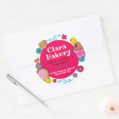 Schattigee doodle koekjes cupcake bakkerij ronde sticker (Envelop)