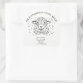 Schattigee Doodle Lamb Illustration – Wool & Yarn  Vierkante Sticker (Tas)