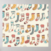 Schattigee Doodle Sokken: Scandinavische eenvoud. Poster (Voorkant)