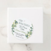 Schattigee doop en eerste verjaardag groene blader bedankjes labels (In situ)