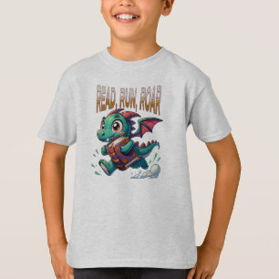 Schattigee draaiende Book Dragon T-shirt