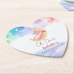 Schattigee Draak Dinosaurus Regenboog Ballon baby  Kartonnen Onderzetters