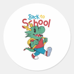 Schattigee draak terug naar school kunst ronde sticker