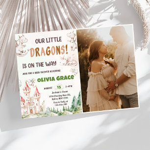 Schattigee Dragon Baby shower Party Foto Kaart