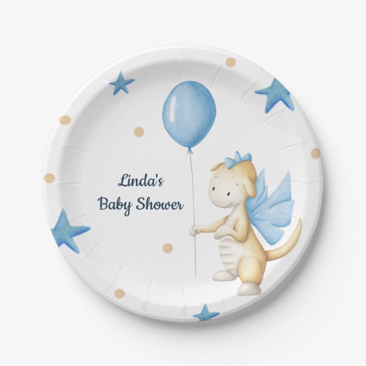 Schattigee Dragon Baby shower Party Papieren Bordje (Voorkant)